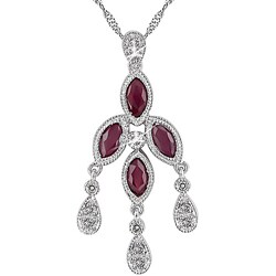 14k White Gold Ruby Chandelier Necklace