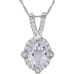 14k Gold 1/4ct TDW Diamond and Kunzite Necklace