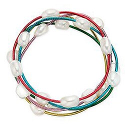 Freshwater Pearl Elastic Bracelet Set (Set of 5) (7-8 mm)