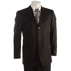 Bill Blass Men's Black Twill 3-button Suit