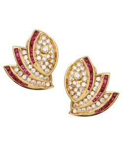 18k Gold Ruby and 1 1/3ct TDW Diamond Earrings (G, VS-SI1)