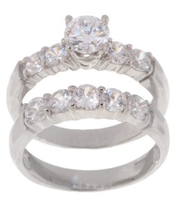 Sterling Silver Two-piece 5 CZ Ring