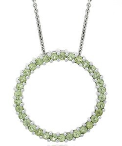 Sterling Silver Peridot Circle Necklace