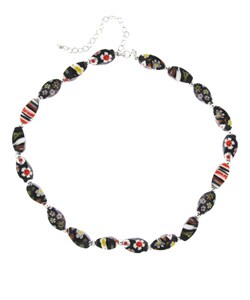 Sterling Silver Black Venetian Glass Nugget Necklace