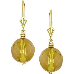 10k Yellow Gold Citrine Leverback Earrings