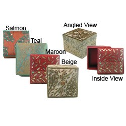 Embroidered and Sequined Square Jewelry/ Gift Box (India)