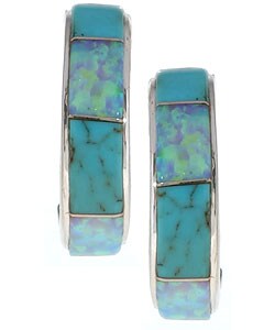 Sterling Silver Turquoise and Opal Earrings