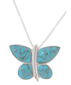 Sterling Silver and Turquoise Butterfly Pendant