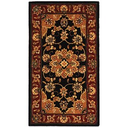 Handmade Traditions Wool and Silk Tabriz Black Rug (2' x 3')