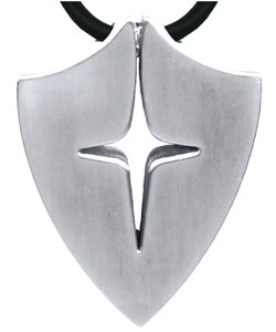 Stainless Steel Shield and Cross Necklace