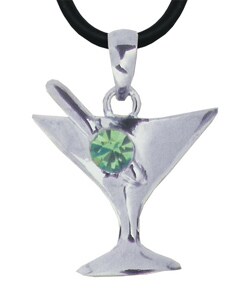 Pewter Green Austrian Crystal Sweet Martini Necklace