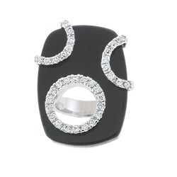 Sterling Silver Black Onyx and CZ Mod Ring