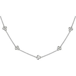 14k White Gold 1/10ct TDW Diamond Flower Necklace