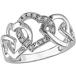 10k White Gold Diamond Interlocking Hearts Ring (H-I,I1-I2)