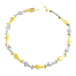 14k Two-tone Gold School of Dolphin Bracelet