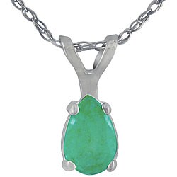 14k White Gold Pear-shaped Emerald Necklace