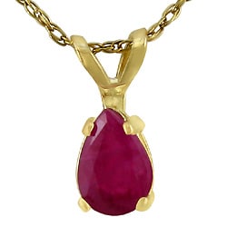 14k Yellow Gold Pear-shape Ruby Pendant