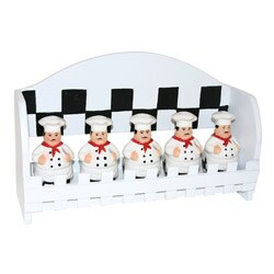 Plump Chef Hand-painted 5-piece Spice Set with Rack