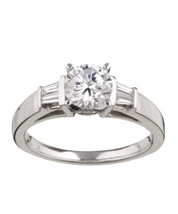 14k Gold CZ and 1/6ct TDW Diamond Engagement Ring