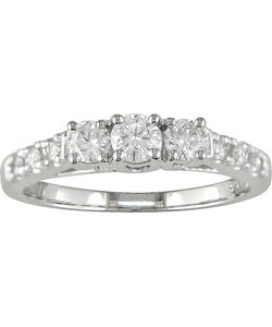 14k White Gold 1/2ct TDW Round Diamond Three-Stone Ring (F-G/I1-I2)