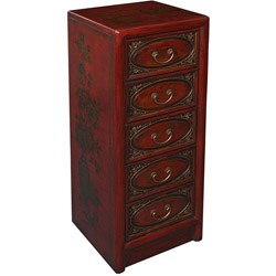 Hand-painted Red Leather Dresser/ Accent Table
