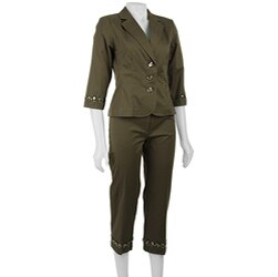 Sport Collection Women's Beaded Sateen Twill Pant Suit