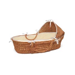 Honey Moses Basket with Ecru Waffle Bedding