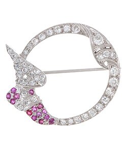 Platinum & 1.0ct Old Mine Diamond Ruby Estate Pin