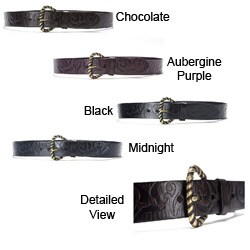 Linea Pelle Women's Embossed Wrapped Buckle Belt
