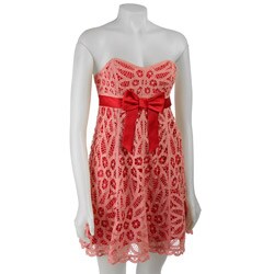 Betsey Johnson Battenburg Strapless Babydoll Dress