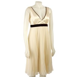 Max & Cleo White Silk Chiffon Sleeveless Dress