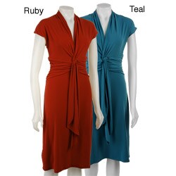 Max & Cleo Wrap Front V-neck Dress with Sash