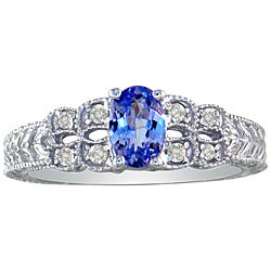 10k White Gold Tanzanite and 1/10ct TDW Diamond Ring ( H/I, I3 )