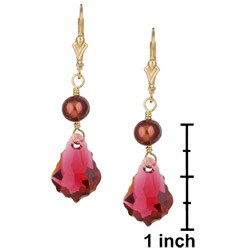Charming Life 14k Goldfill Fuchsia Baroque Crystal and Pearl Earrings (7-7.5 mm)