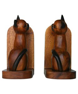 Hand-carved Cat Bookends