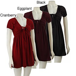 Ruby Women's Shirred Neck Short-sleeve Dress