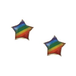 Sterling Silver Rainbow Enamel 'Pride' Star Studs