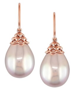 14k Pink Gold Purple Freshwater Pearl Earrings (11.5-13 mm)