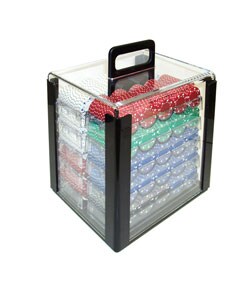 Suited 1000-pc Poker Chip Set with Acrylic Carrier