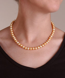 14k Gold Freshwater Golden Cultured Pearl Necklace (7-7.5 mm/ 18 in)