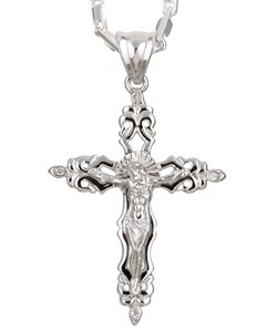 Sterling Silver 22-inch CZ Crucifix Necklace