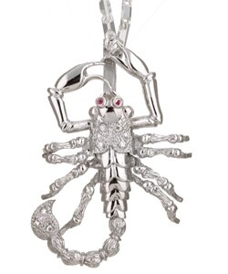 Sterling Silver 28-inch CZ Scorpion Necklace