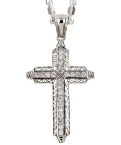 Sterling Silver 28-inch CZ Cross Necklace