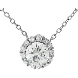 Sterling Silver Round CZ Center Necklace