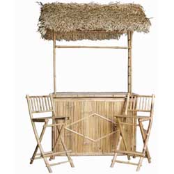 Handcrafted Bamboo Tiki Bar with Two Stools (Vietnam)