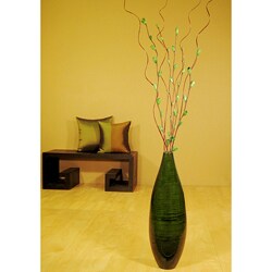 Green Bamboo Floor Vase with Apple Green Florets
