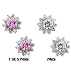 Flower Stud Cubic Zirconia Earrings