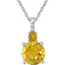 10k White Gold Citrine and Diamond Necklace