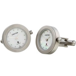 Croton Stainless Steel Cuff Links with Quartz Time