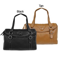 Angie & Lola Double Strap Flap-over Leather Handbag
